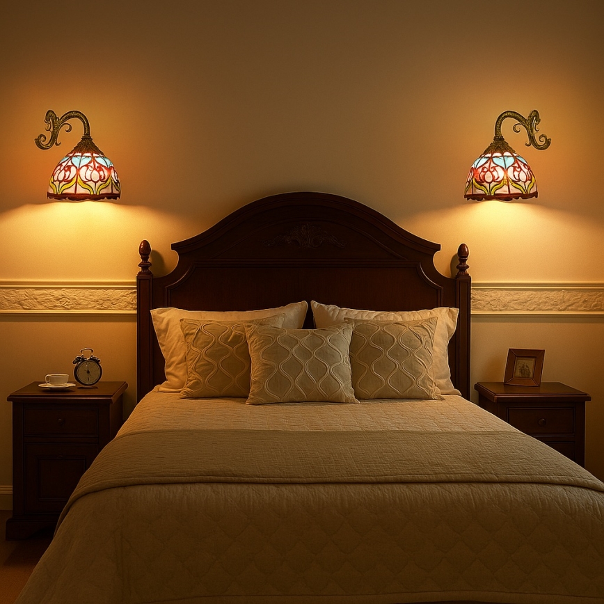 Brilagi - Tiffany vitražinė sieninė lempa LORAS 1xE27/40W/230V