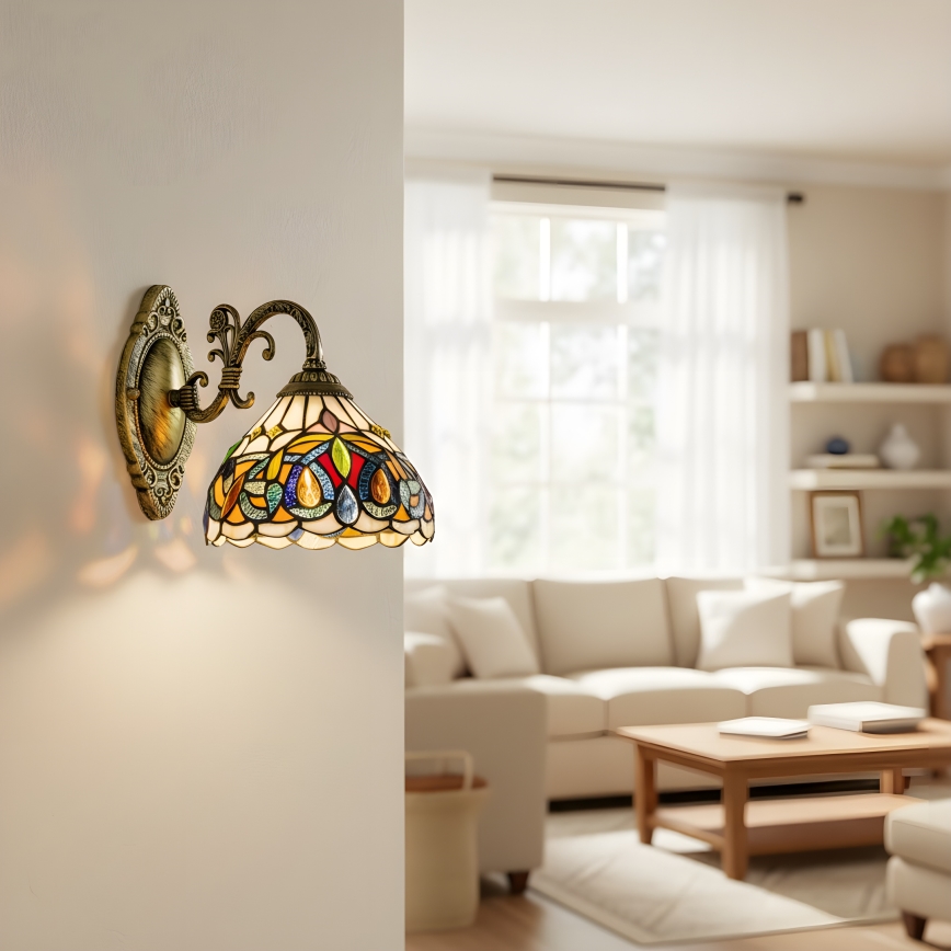 Brilagi - Tiffany vitražinė sieninė lempa LUISA 1xE27/40W/230V