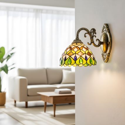 Brilagi - Tiffany vitražinė sieninė lempa MARGARET 1xE27/40W/230V