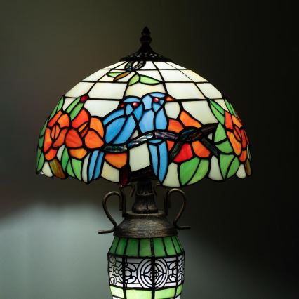 Brilagi - Tiffany vitražinė stalinė lempa JUNGLE 1xE27/60W/230V + 1xE14/40W