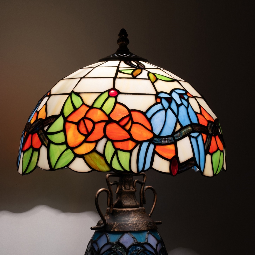 Brilagi - Tiffany vitražinė stalinė lempa JUNGLE 1xE27/60W/230V + 1xE14/40W