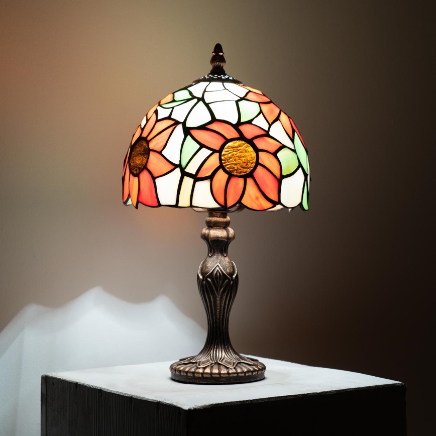 Brilagi - Tiffany vitražinė stalinė lempa SUNFLOWER 1xE27/60W/230V