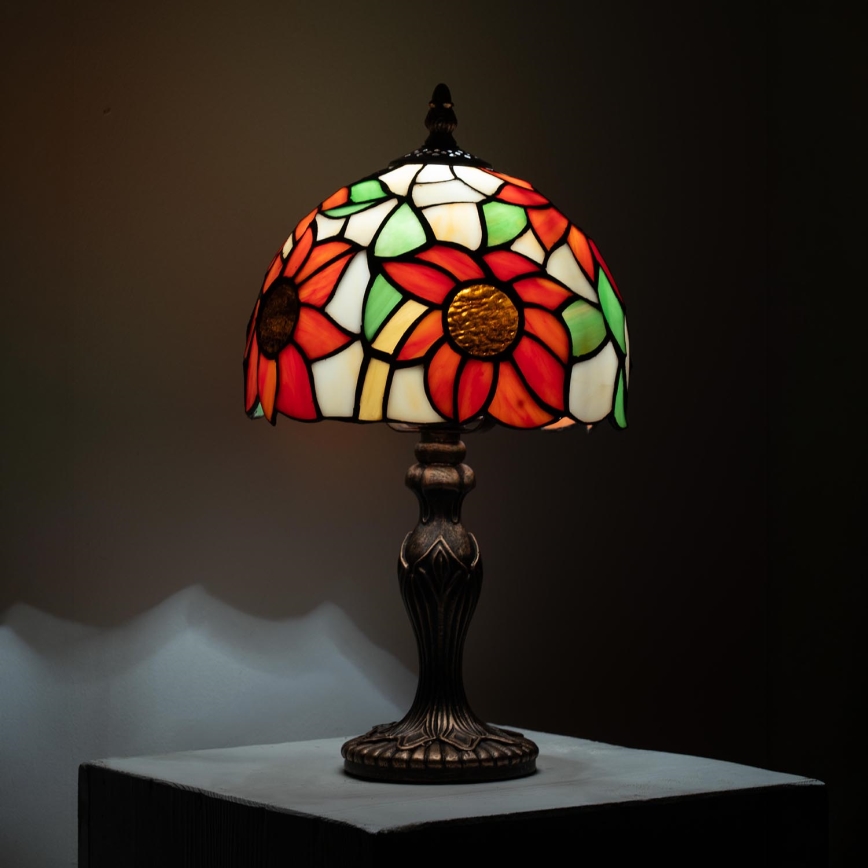 Brilagi - Tiffany vitražinė stalinė lempa SUNFLOWER 1xE27/60W/230V