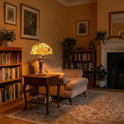 Brilagi - Tiffany vitražinė stalinė lempa SUNFLOWER 1xE27/60W/230V
