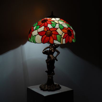 Brilagi - Tiffany vitražinė stalinė lempa SUNFLOWER 1xE27/60W/230V
