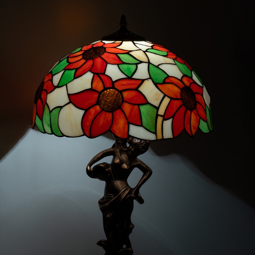 Brilagi - Tiffany vitražinė stalinė lempa SUNFLOWER 1xE27/60W/230V