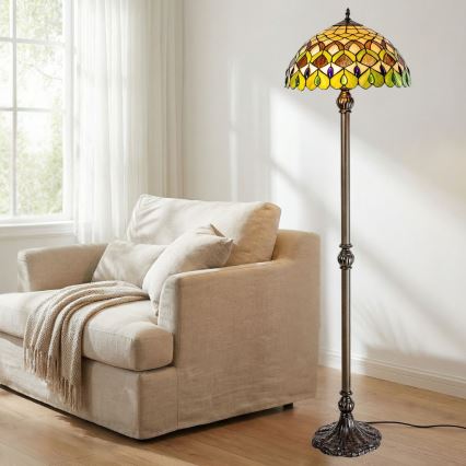 Brilagi - Tiffany vitražinis grindinis šviestuvas MARGARET 2xE27/60W/230V