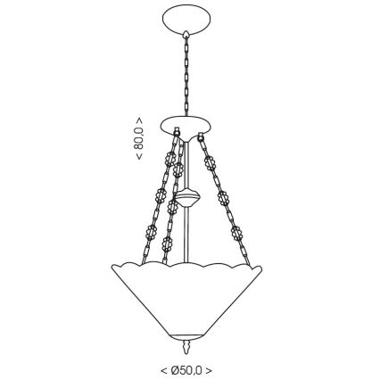 Brilagi - Tiffany vitražinis liustras ant grandinės FOLIA 3xE27/60W/230V, skersmuo 50 cm