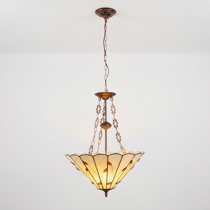 Brilagi - Tiffany vitražinis liustras ant grandinės FOLIA 3xE27/60W/230V, skersmuo 50 cm