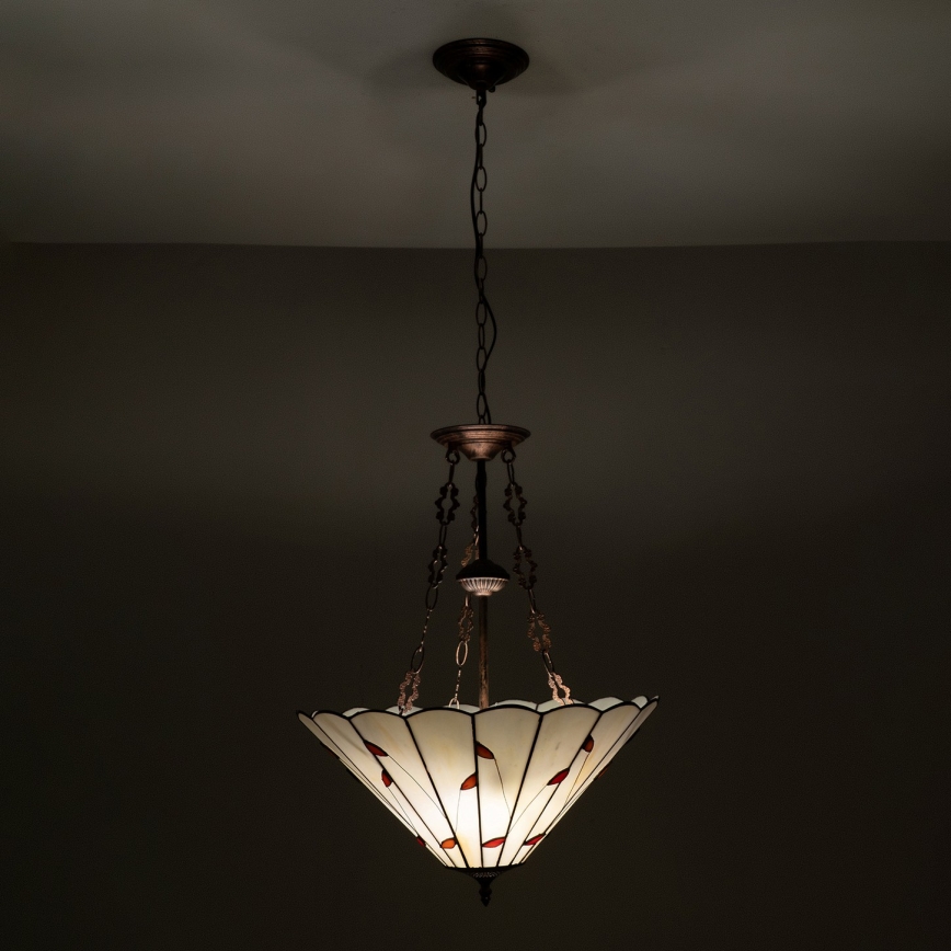 Brilagi - Tiffany vitražinis liustras ant grandinės FOLIA 3xE27/60W/230V, skersmuo 50 cm