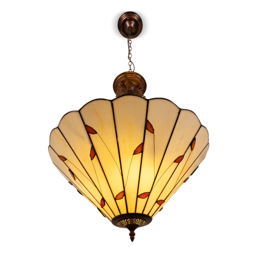 Brilagi - Tiffany vitražinis liustras ant grandinės FOLIA 3xE27/60W/230V, skersmuo 50 cm