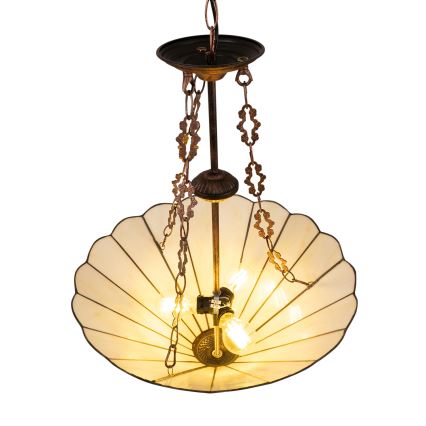 Brilagi - Tiffany vitražinis liustras ant grandinės FOLIA 3xE27/60W/230V, skersmuo 50 cm
