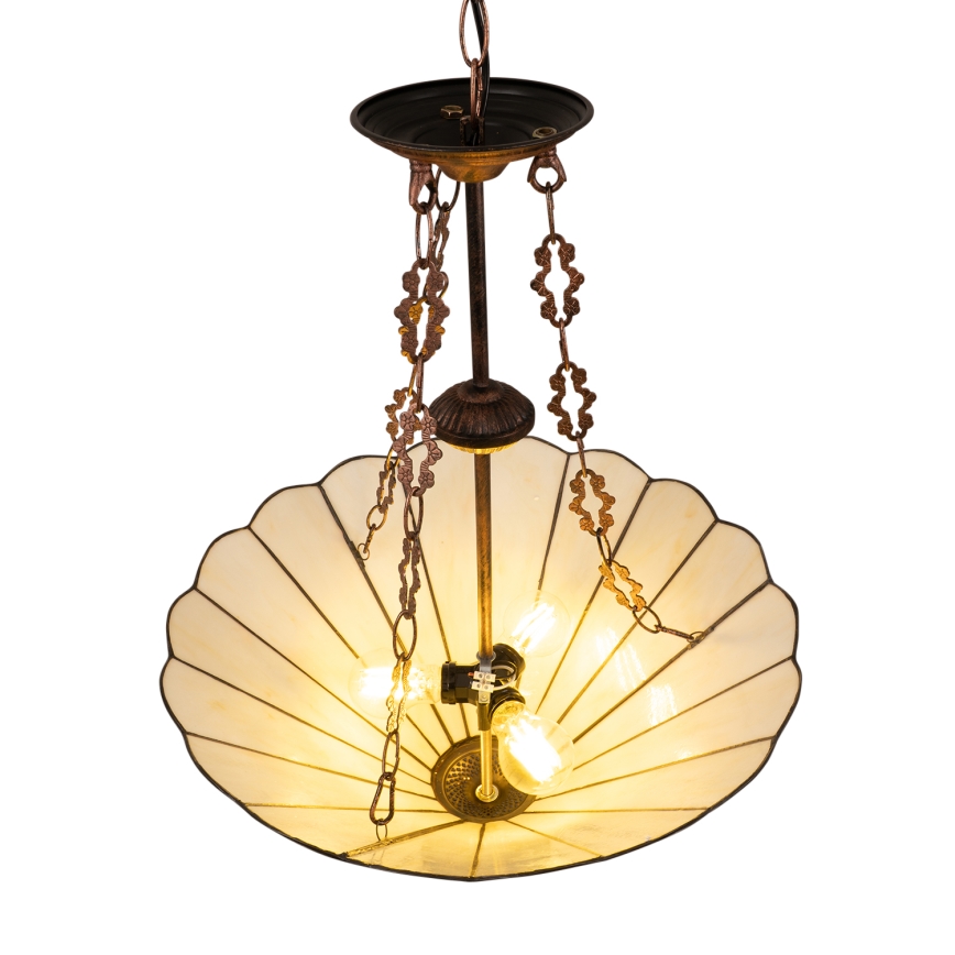 Brilagi - Tiffany vitražinis liustras ant grandinės FOLIA 3xE27/60W/230V, skersmuo 50 cm