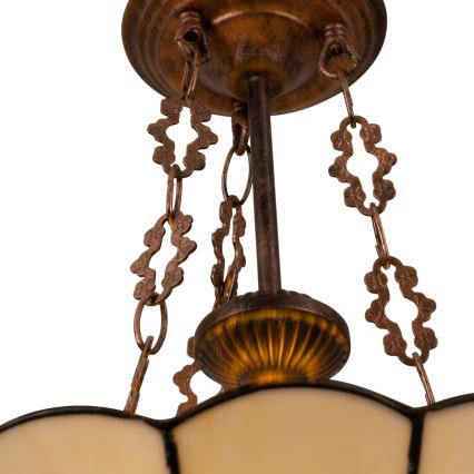 Brilagi - Tiffany vitražinis liustras ant grandinės FOLIA 3xE27/60W/230V, skersmuo 50 cm