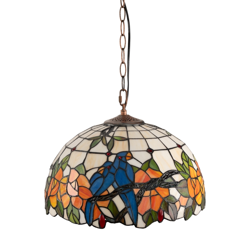 Brilagi - Tiffany vitražinis liustras ant grandinės JUNGLE 1xE27/60W/230V skersmuo 40 cm