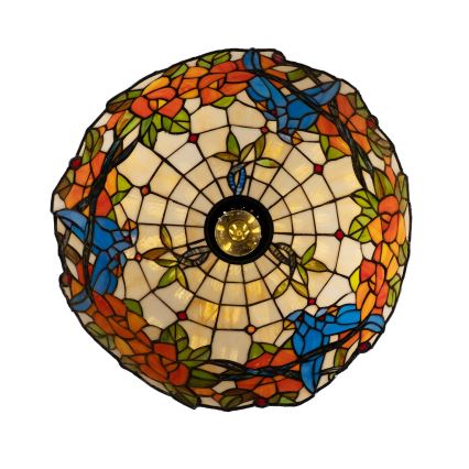Brilagi - Tiffany vitražinis liustras ant grandinės JUNGLE 1xE27/60W/230V skersmuo 40 cm