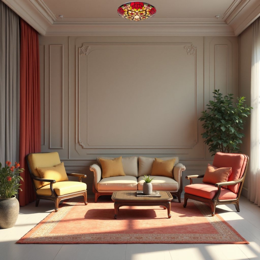 Brilagi - Tiffany vitražinis lubinis šviestuvas GARLAN 2xE27/60W/230V