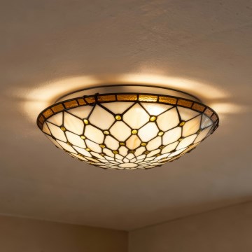 BRILAGI - Tiffany vitražinis lubinis šviestuvas IVORY 2xE27/60W/230V skersmuo 40 cm