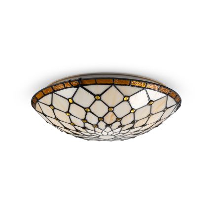 BRILAGI - Tiffany vitražinis lubinis šviestuvas IVORY 2xE27/60W/230V skersmuo 40 cm