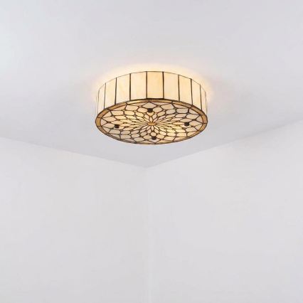 Brilagi - Tiffany vitražinis lubinis šviestuvas IVORY 3xE27/60W/230V skersmuo 40 cm