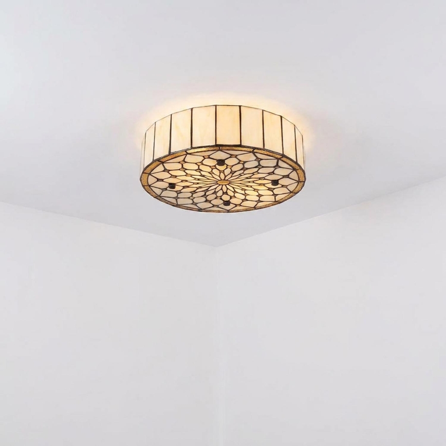 Brilagi - Tiffany vitražinis lubinis šviestuvas IVORY 3xE27/60W/230V skersmuo 40 cm