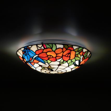 Brilagi - Tiffany vitražinis lubinis šviestuvas JUNGLE 2xE27/60W/230V, skersmuo 40 cm