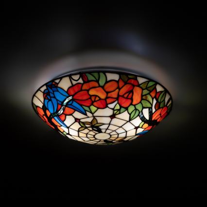Brilagi - Tiffany vitražinis lubinis šviestuvas JUNGLE 2xE27/60W/230V, skersmuo 40 cm