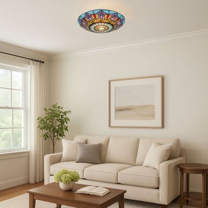 Brilagi - Tiffany vitražinis lubinis šviestuvas LORAS 2xE27/60W/230V