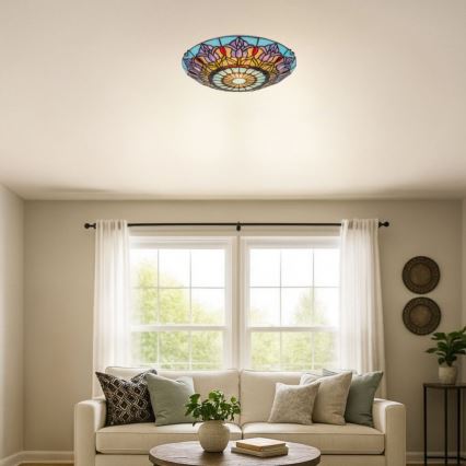 Brilagi - Tiffany vitražinis lubinis šviestuvas LORAS 2xE27/60W/230V