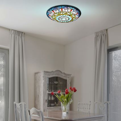 Brilagi - Tiffany vitražinis lubinis šviestuvas LORAS 2xE27/60W/230V