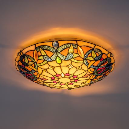 Brilagi - Tiffany vitražinis lubinis šviestuvas LUISA, 2xE27/60W/230V, skersmuo 40 cm
