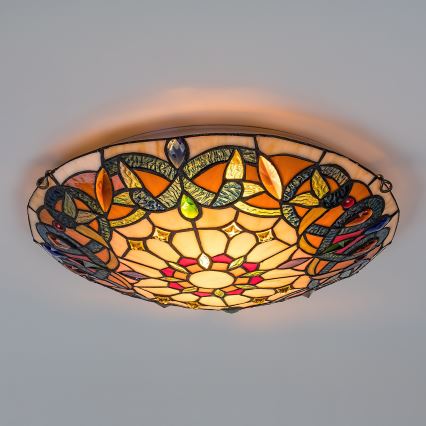 Brilagi - Tiffany vitražinis lubinis šviestuvas LUISA, 2xE27/60W/230V, skersmuo 40 cm