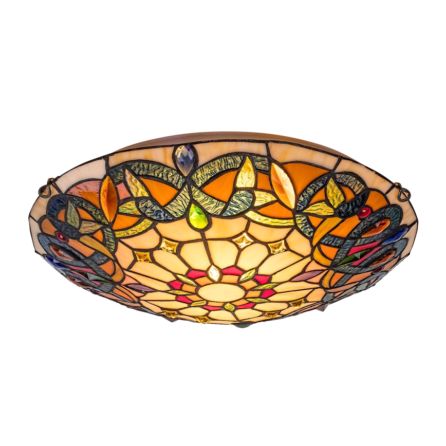Brilagi - Tiffany vitražinis lubinis šviestuvas LUISA, 2xE27/60W/230V, skersmuo 40 cm