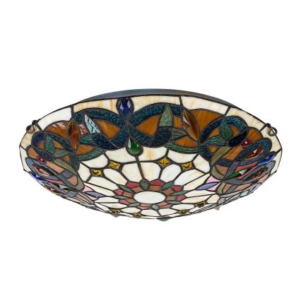 Brilagi - Tiffany vitražinis lubinis šviestuvas LUISA, 2xE27/60W/230V, skersmuo 40 cm
