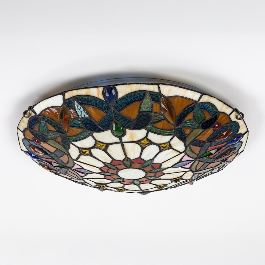 Brilagi - Tiffany vitražinis lubinis šviestuvas LUISA, 2xE27/60W/230V, skersmuo 40 cm
