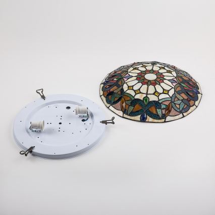 Brilagi - Tiffany vitražinis lubinis šviestuvas LUISA, 2xE27/60W/230V, skersmuo 40 cm