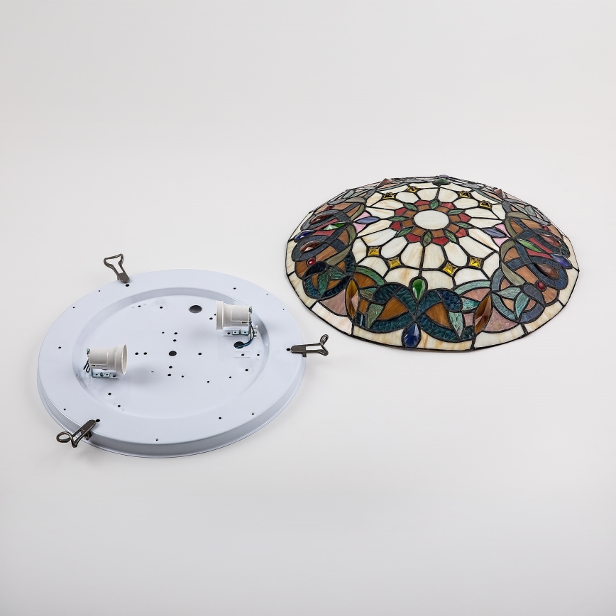 Brilagi - Tiffany vitražinis lubinis šviestuvas LUISA, 2xE27/60W/230V, skersmuo 40 cm