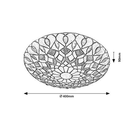 Brilagi - Tiffany vitražinis lubinis šviestuvas MARGARET 2xE27/60W/230V skersmuo 40 cm