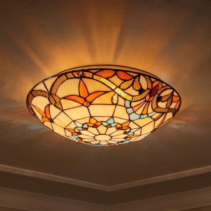 Brilagi - Tiffany vitražinis lubinis šviestuvas MIRABELLA 2xE27/60W/230V skersm. 40 cm