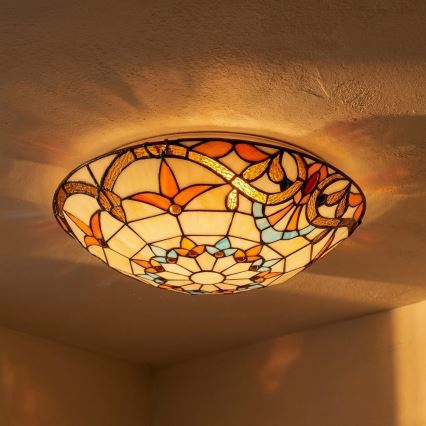 Brilagi - Tiffany vitražinis lubinis šviestuvas MIRABELLA 2xE27/60W/230V skersm. 40 cm