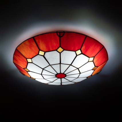 Brilagi - Tiffany vitražinis lubinis šviestuvas SIENNA 2xE27/60W/230V skersmuo 40 cm