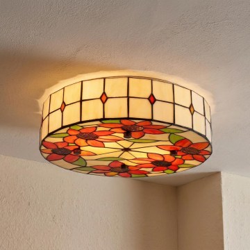 BRILAGI - Tiffany vitražinis lubinis šviestuvas SUNFLOWER 2xE27/60W/230V skersmuo 40 cm