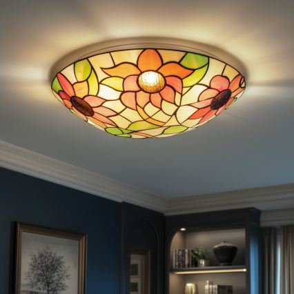 Brilagi - Tiffany vitražinis lubinis šviestuvas SUNFLOWER 2xE27/60W/230V Ø 40 cm