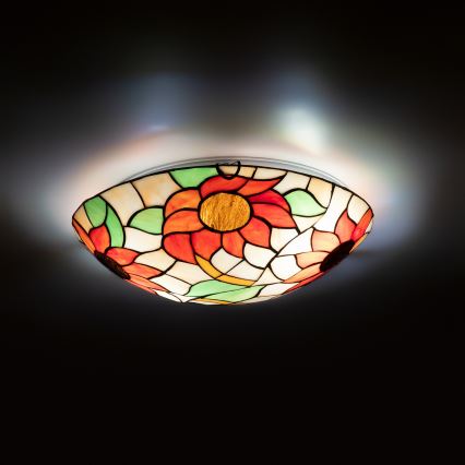 Brilagi - Tiffany vitražinis lubinis šviestuvas SUNFLOWER 2xE27/60W/230V Ø 40 cm