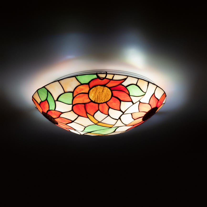 Brilagi - Tiffany vitražinis lubinis šviestuvas SUNFLOWER 2xE27/60W/230V Ø 40 cm