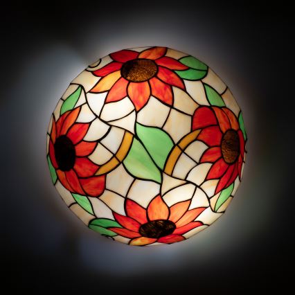 Brilagi - Tiffany vitražinis lubinis šviestuvas SUNFLOWER 2xE27/60W/230V Ø 40 cm