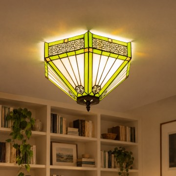 BRILAGI - Tiffany vitražinis lubų šviestuvas EMERALD 2xE27/60W/230V Ø 40 cm