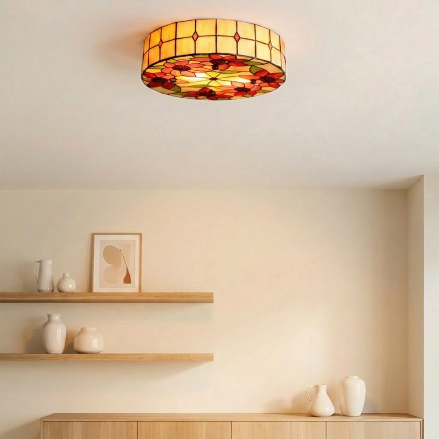 Brilagi - Tiffany vitražinis lubų šviestuvas SUNFLOWER 3xE27/60W/230V skersmuo 40 cm