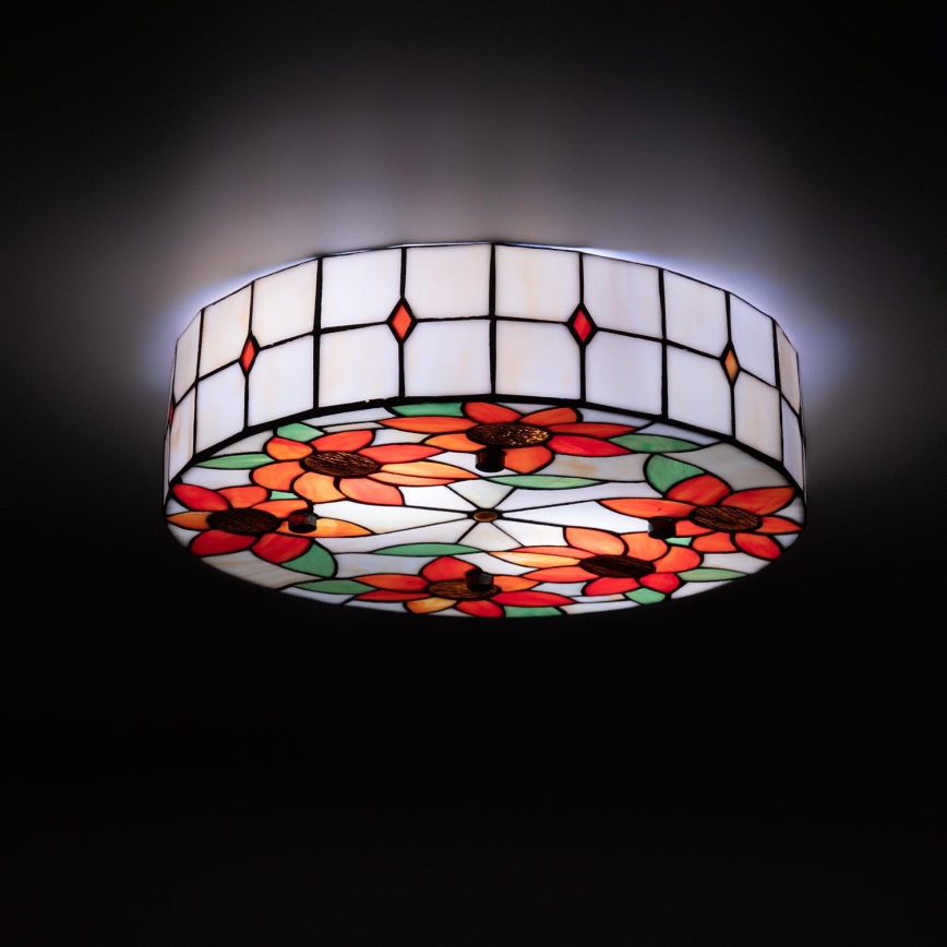 Brilagi - Tiffany vitražinis lubų šviestuvas SUNFLOWER 3xE27/60W/230V skersmuo 40 cm