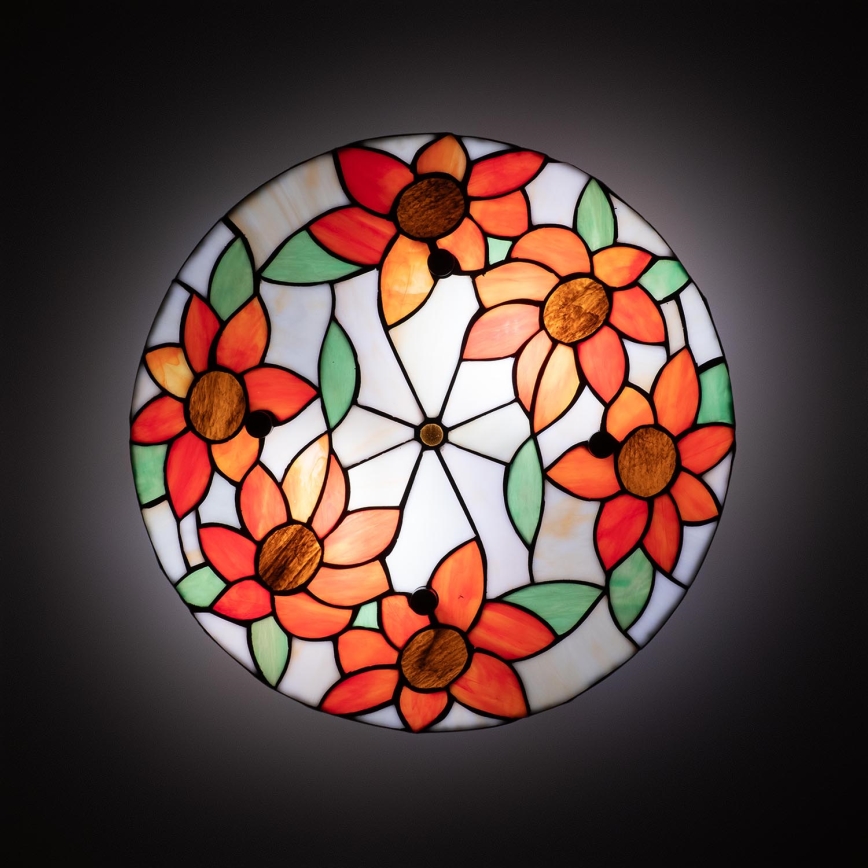 Brilagi - Tiffany vitražinis lubų šviestuvas SUNFLOWER 3xE27/60W/230V skersmuo 40 cm